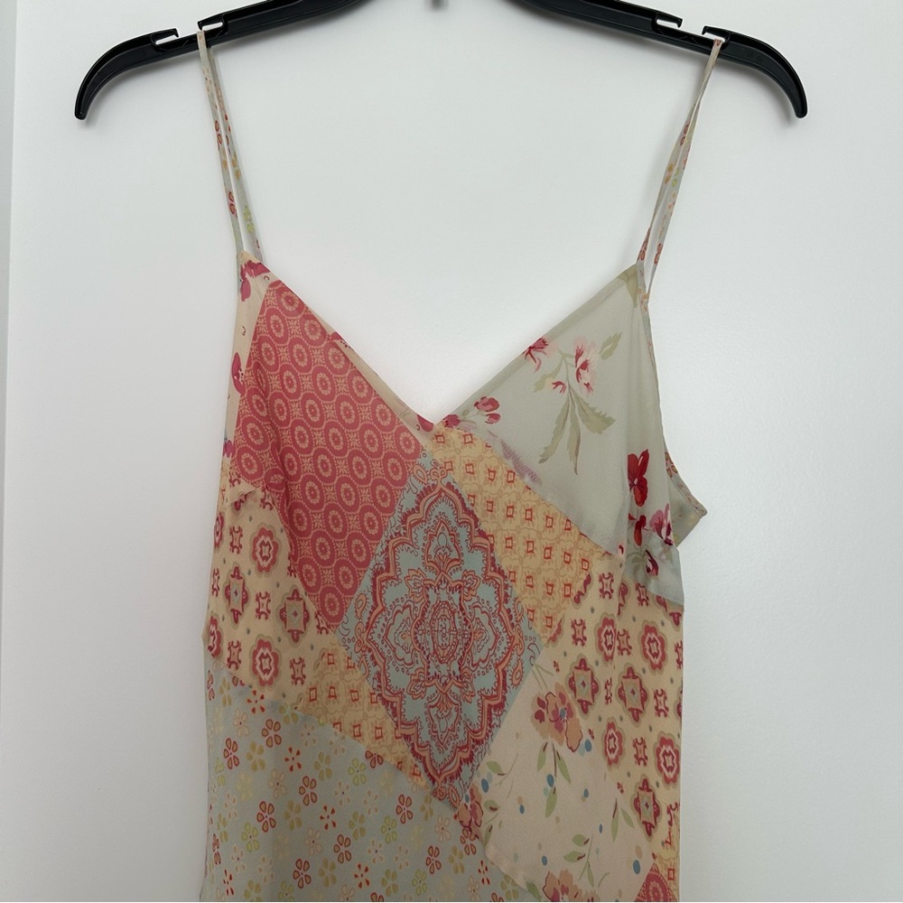 Express Silk Patchwork Floral Spaghetti Strap Dre… - image 3